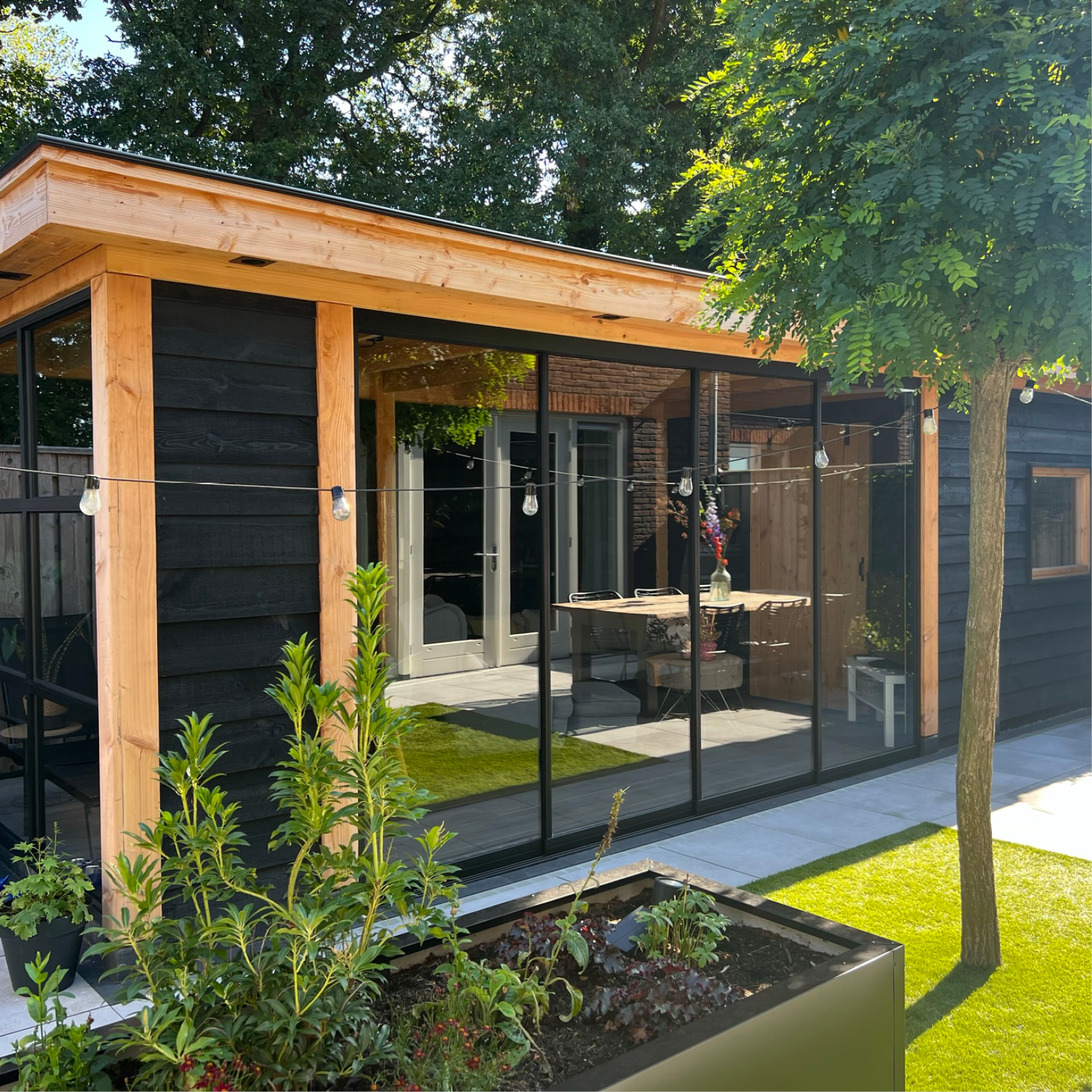 Glazen schuifwand 4-sporig